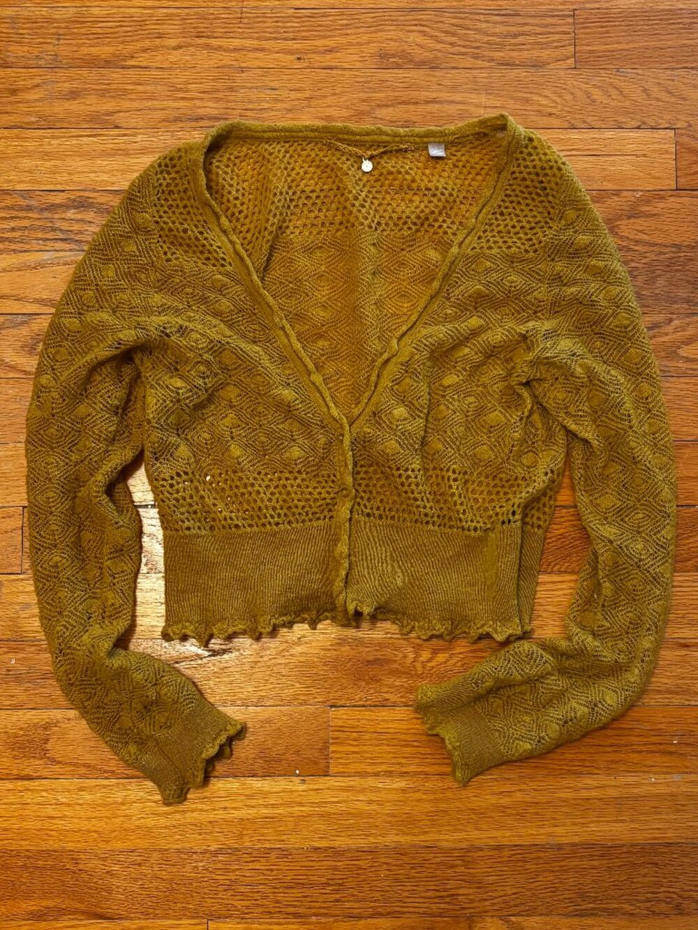Anthropologie Knitted and Knotted Yellow Cardigan. VINTAGE. Size L